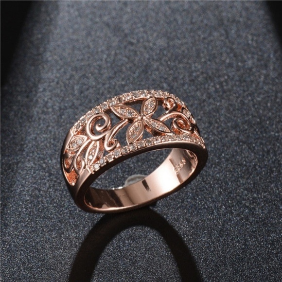 Rose Gold Filled Jewelry White Sapphire Ring New - Picture 3 of 3